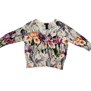 Lane Bryant Floral Sequin Button Front Cardigan V-Neck Size 18/20